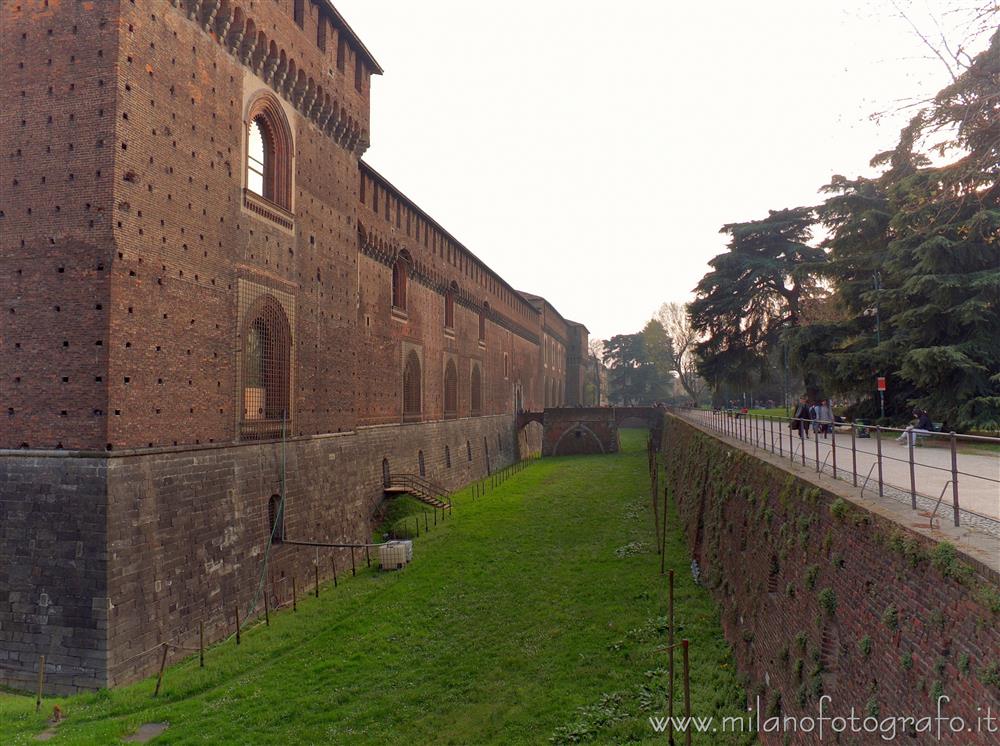Milan (Italy) - Moat of the Sforza Castle from the side towards the Sempione Park